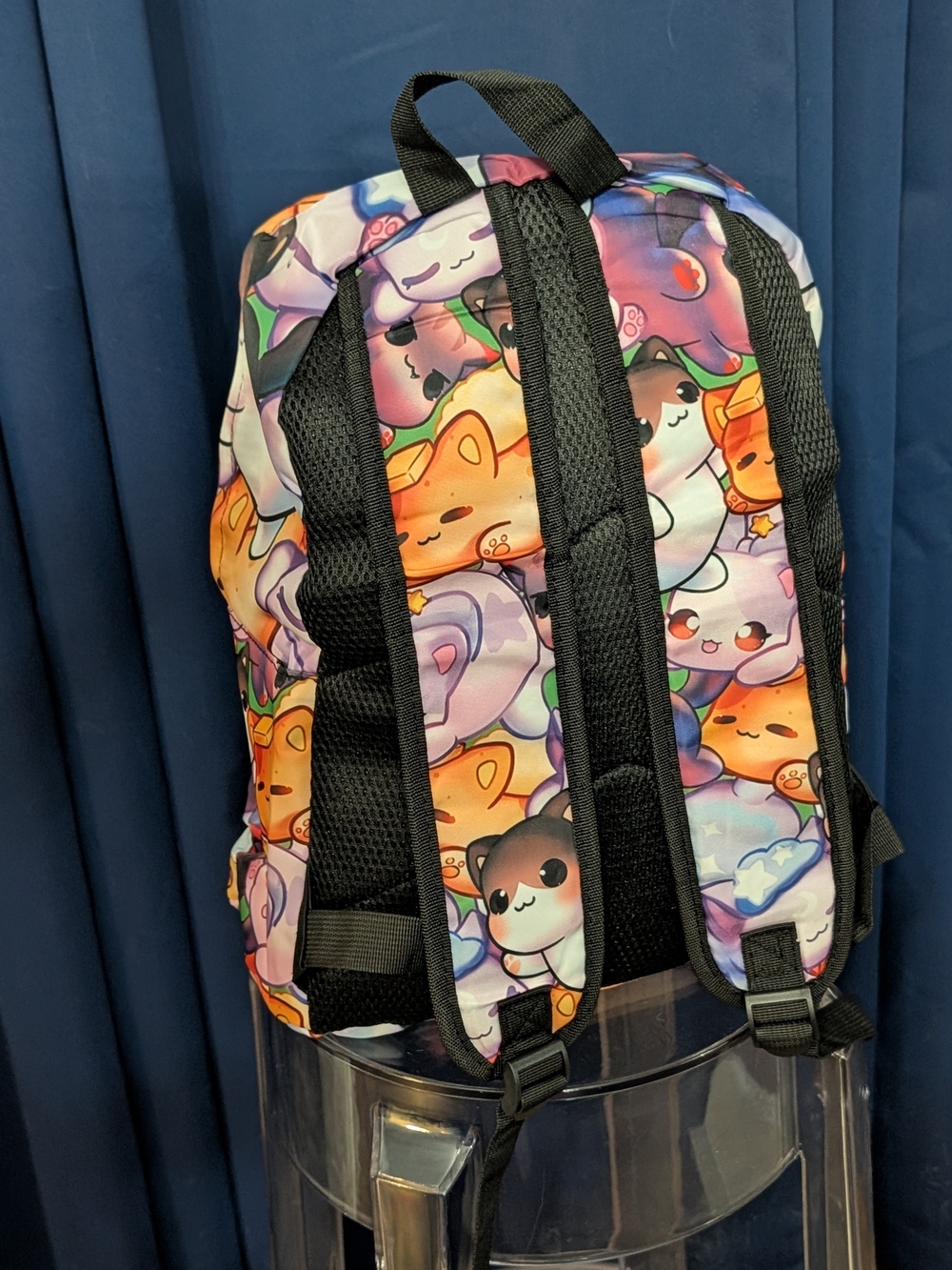 Cute Multicolor Cat Backpack - Cartoon Design - Picture 2 of 6